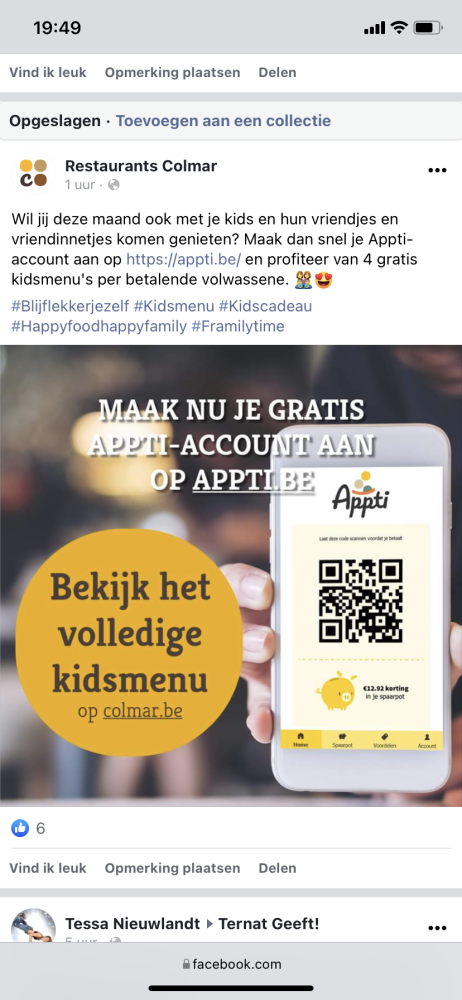 Met de Appti-app van Colmar. Momenteel 4 kind...
