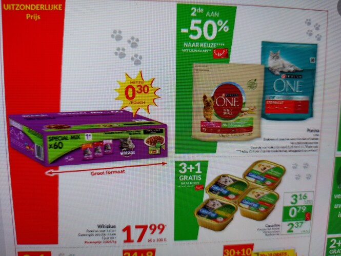 Intermarche 2de aan -50% purina one, 3+1 cana...