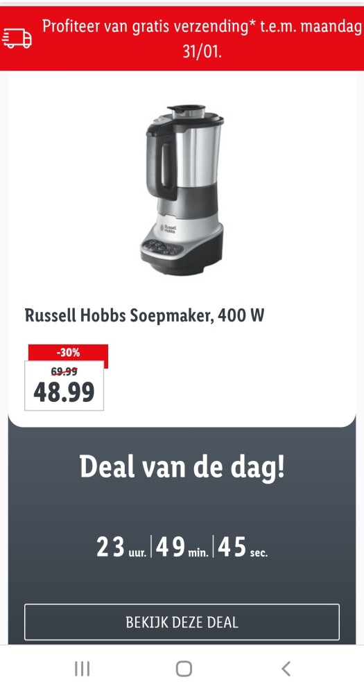 lidl.be deal van de dag deze soepmaker nu €48...