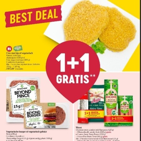 Delhaize 1+1 met kip of vegetarisch, beyond b...