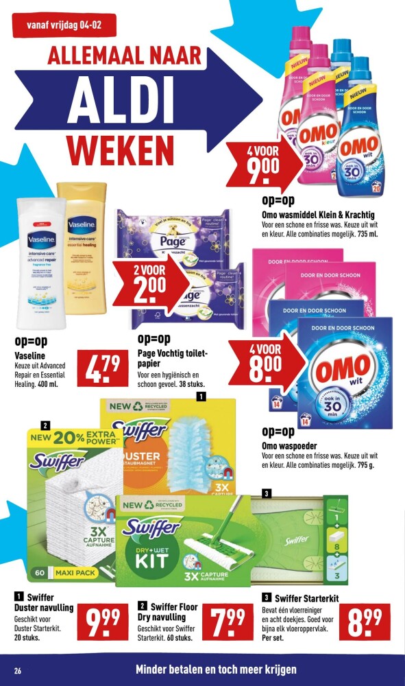 Bij Aldi NL Omo wasverzachter 4 voor 9,00 eu...