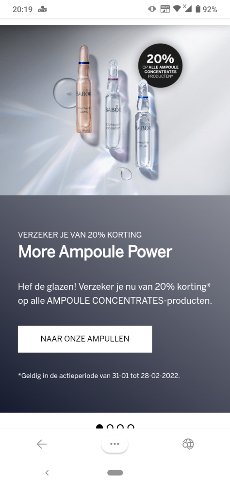 Bij Babor is er nu 20% korting op alle AMPOUL...