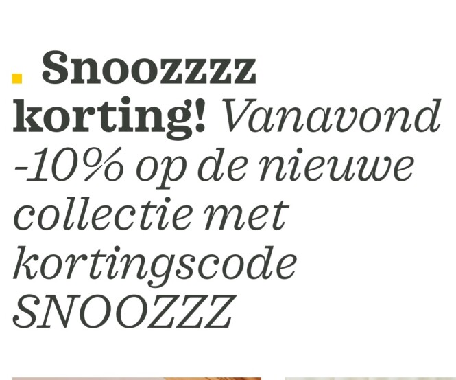 10 procent korting op de nieuwe collectie op...