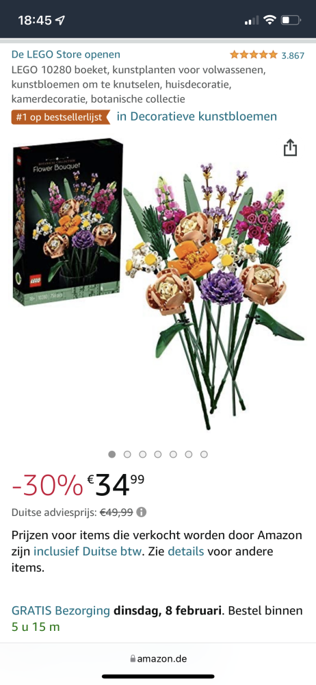 Mooie korting bij Amazon op het boeket bloeme...