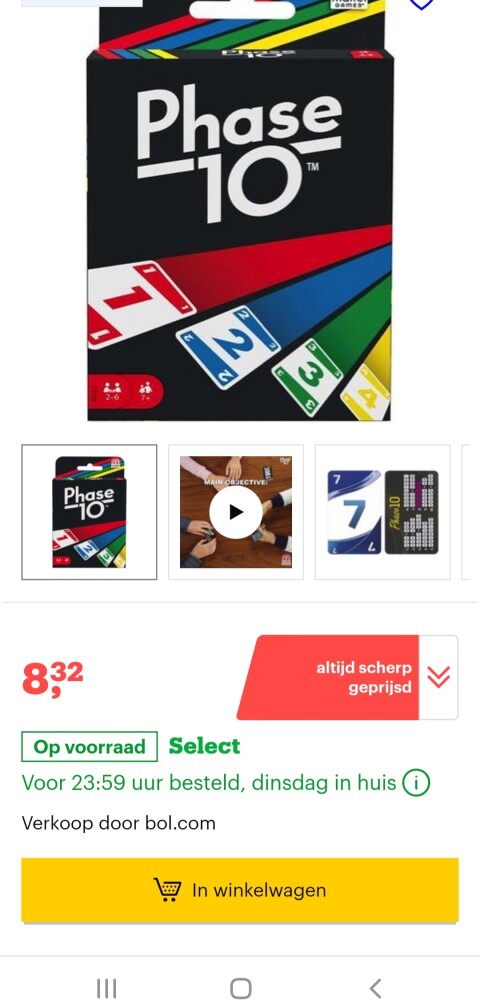 Bol.com phase 10 kaartspel €8,32 bij amazon k...