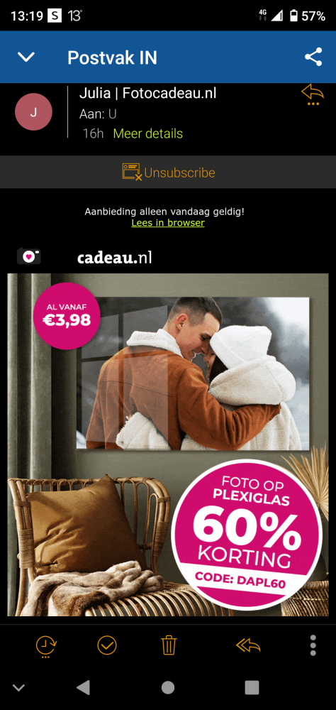Bij fotocafeau.nl mooie korting van 60% op fo...