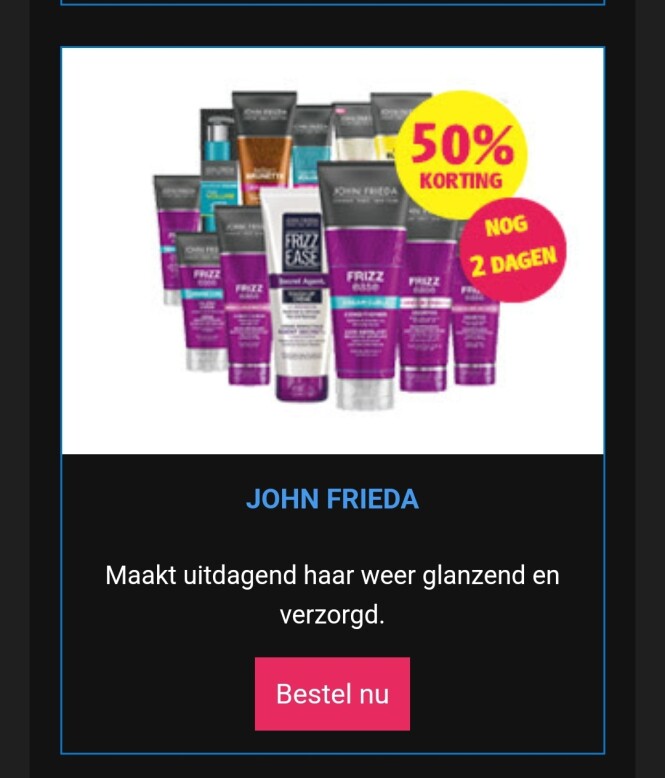 Nog 2 dagen tot 50% korting op John Frieda pr...