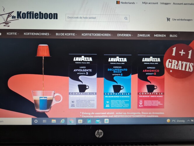Bij de koffieboon.be nu 1+1 op Lavazza koffie