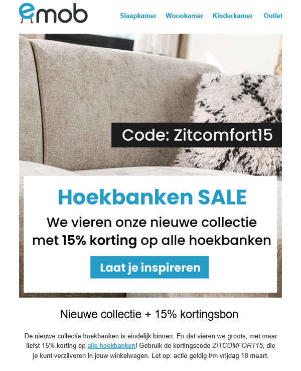 15% korting op alle hoekbanken