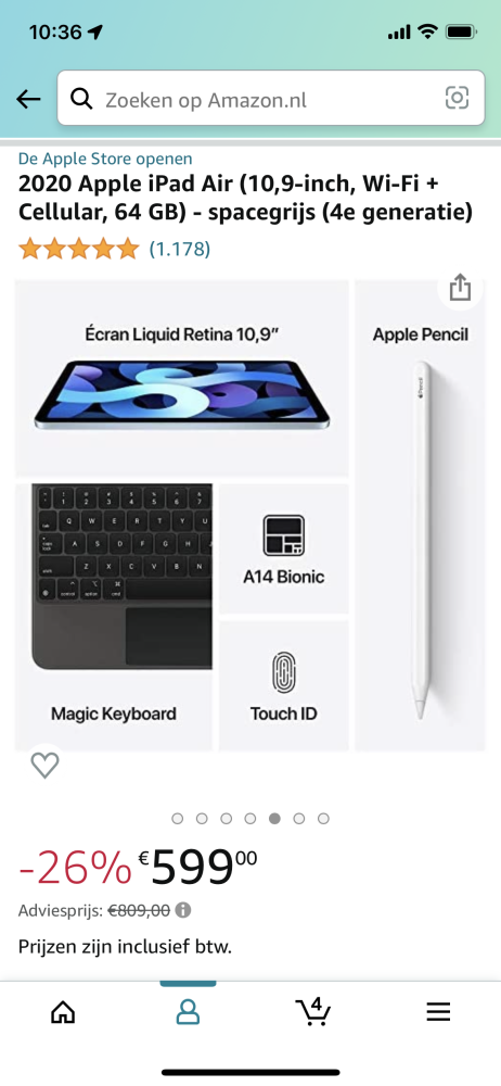 iPad Air 2020 wifi en 4G aan interessante pri...