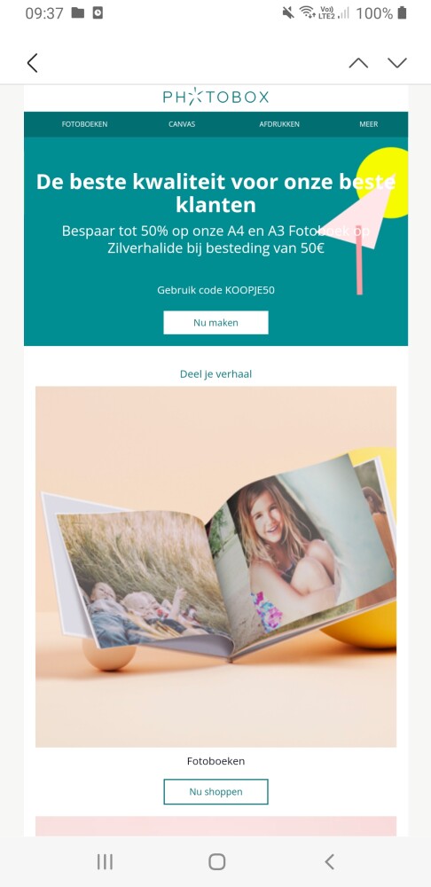 50% korting op een A4 of A3 fotoboek