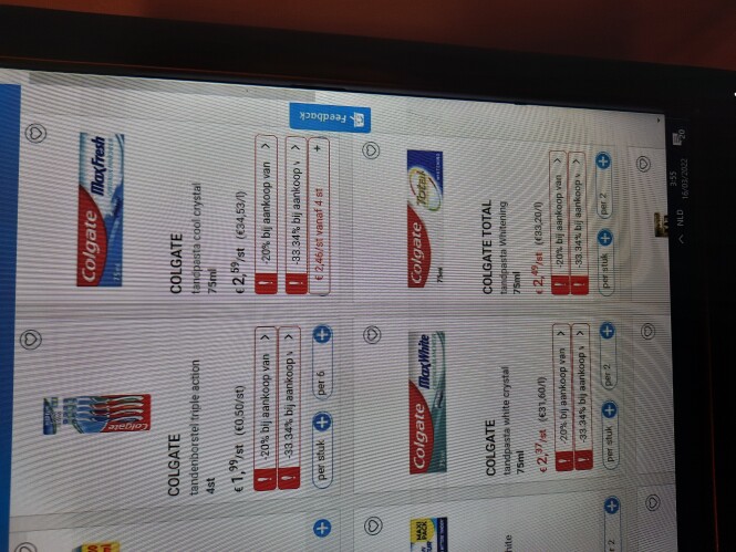 Collect and go colgate sommige momenteel rode...