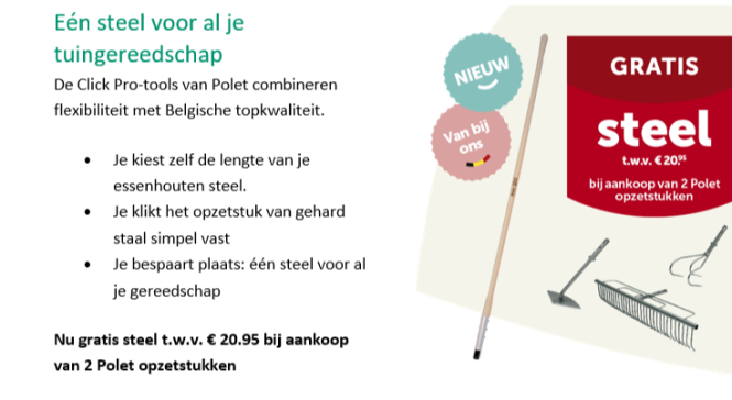 Bij Aveve krijg je een gratis steel t.w.v. €2...