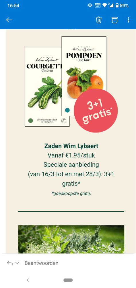 Bij Eurotuin is er 3+1 gratis op zaden Wim Ly...