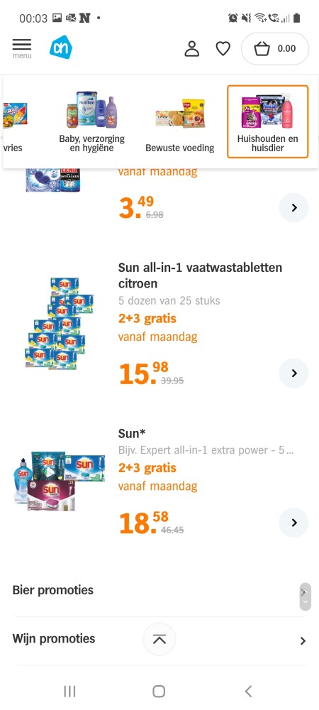 Ah vanaf maandag 2 +3 gratis op sun en sun al...