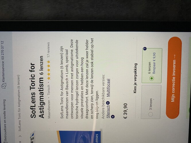 Besteld bij 123optic.com Lenzen van Soflens z...