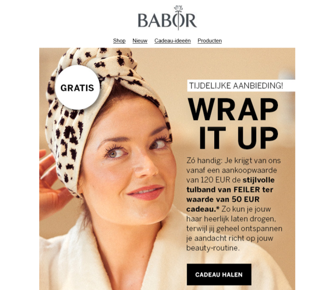 Bij Babor krijg je bij aankoop vanaf €120 een...