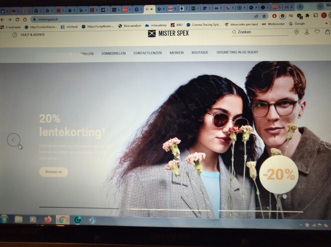 -20% op alle brillen, zonnebrillen, contactle...