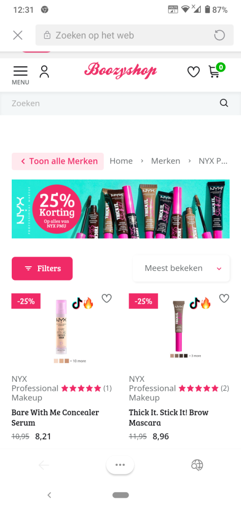 Bij boozyshop.be is er 25% korting op NYX PMU...