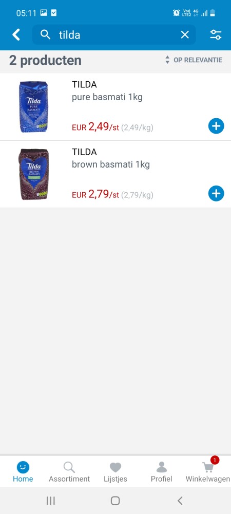Collect and go en colruyt momenteel tilda rij...