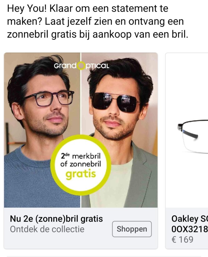 Grandoptical 2de merkbril of zonnebril gratis...