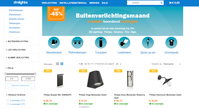 Bij dmlights is er tot 45% korting op buitenv...