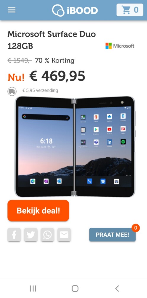 ibood.com dagdeal microsoft surface duo 128gb...