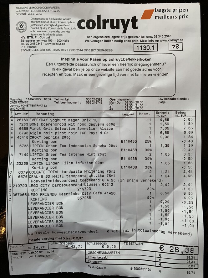 In colruyt Ronse leuke Lego-koopjes gedaan. R...
