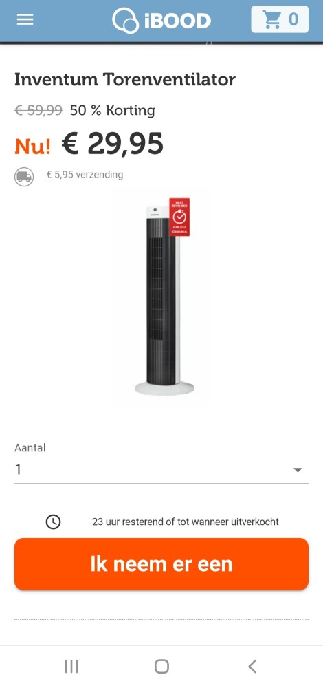 Ibood.com dagdeal inventum torenventilator nu...