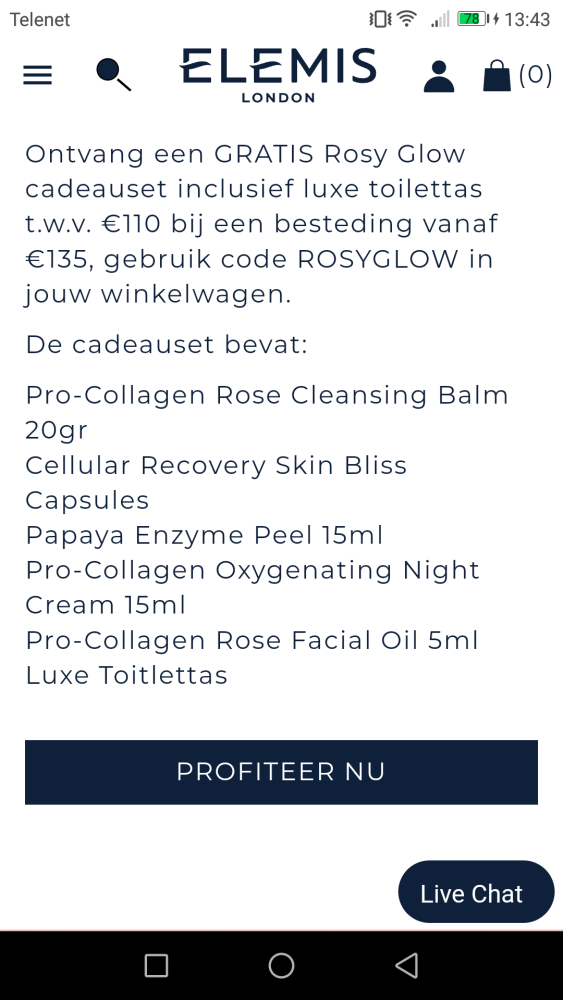 Bij aankoop v 135€ krijg je gratis Rosy Glow...