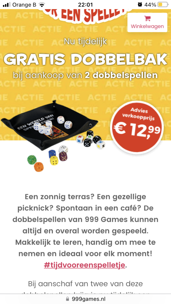 Bij 999games.nl een gratis dobbelbak ter waar...