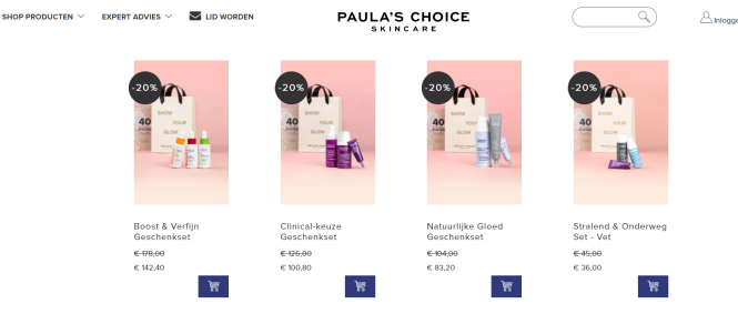 Bij Paula's choice skincare is tot 20% kortin...