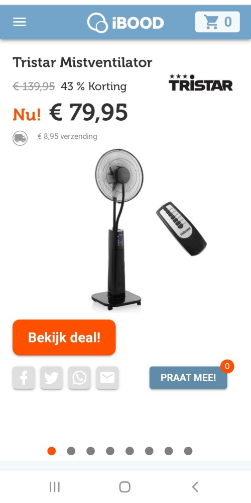 Ibood.com dagdeal tristar mistventilator nu €...