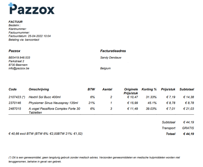Bestelling geplaatst bij Pazzox: Mooie kortin...