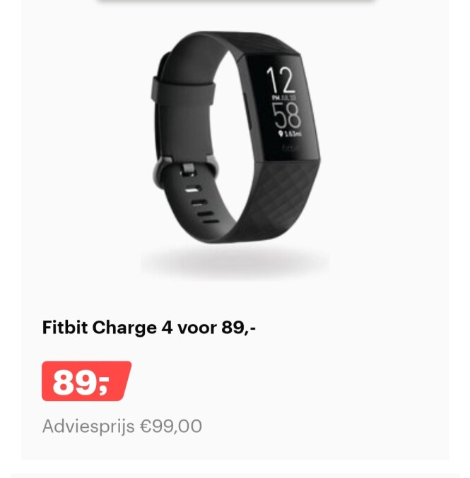Bol.com dagdeal fitbit charge 4 nu voor €89,...