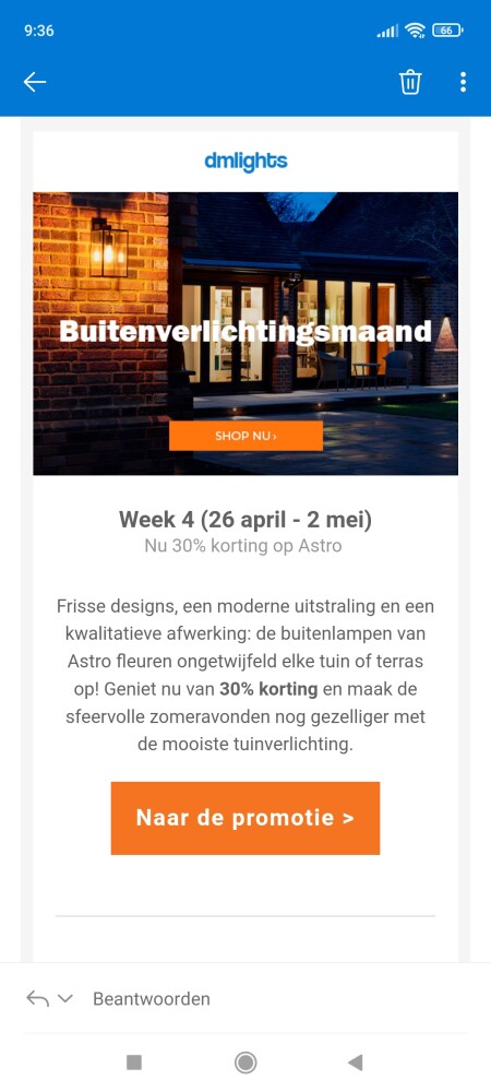 Bij dmlights.be is er tot 02/05 30% korting o...