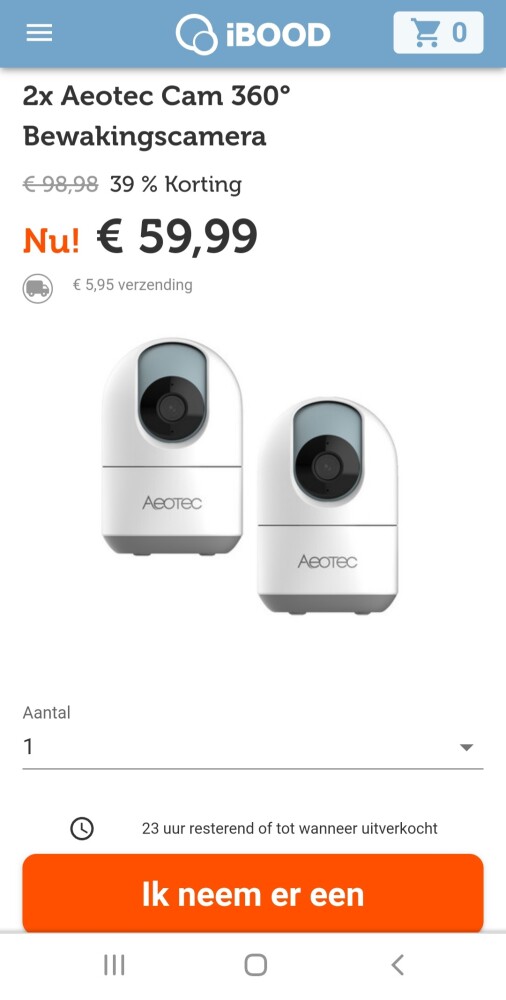 ibood.com 2x aeotec cam bewakingscamera enkel...
