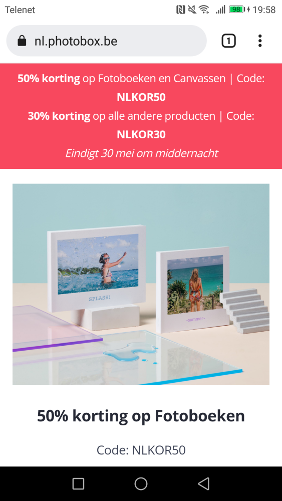 -50% op fotoboeken en foto's op canvas