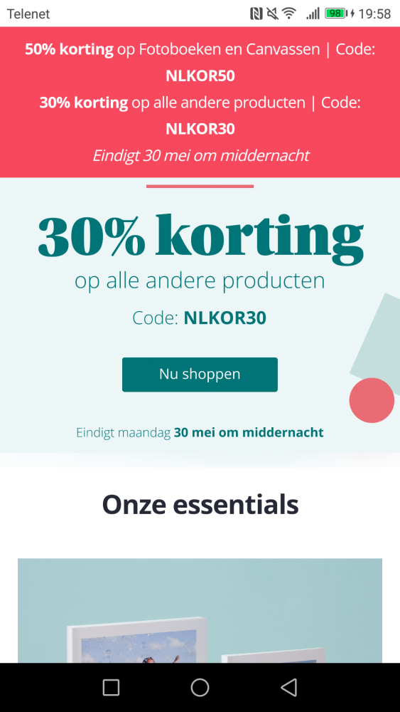 -30% op alle fotoproducten behalve fotoboeken...