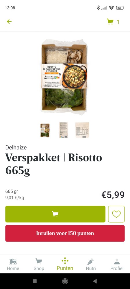 Delhaize Verspakket Risotto 665gr twv €5,99...