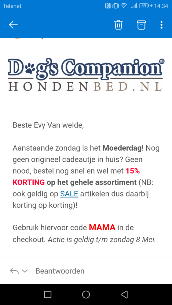 -15% op alles, ook op afgeprijsde artikelen