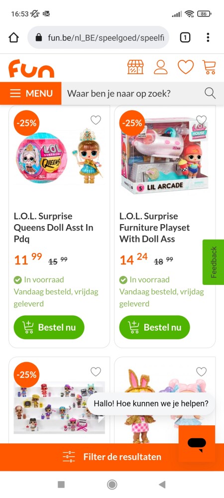 Bij fun is er tem 31/05 25% korting op een se...