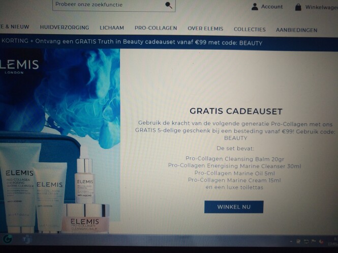 Gratis 5-delige set v Elemis bij aankoop v 99...