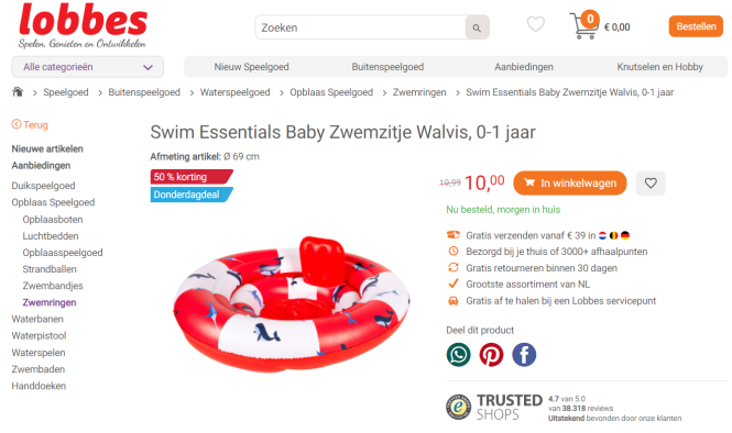 Donderdagdeal bij lobbes.nl: -50% op Swim Ess...