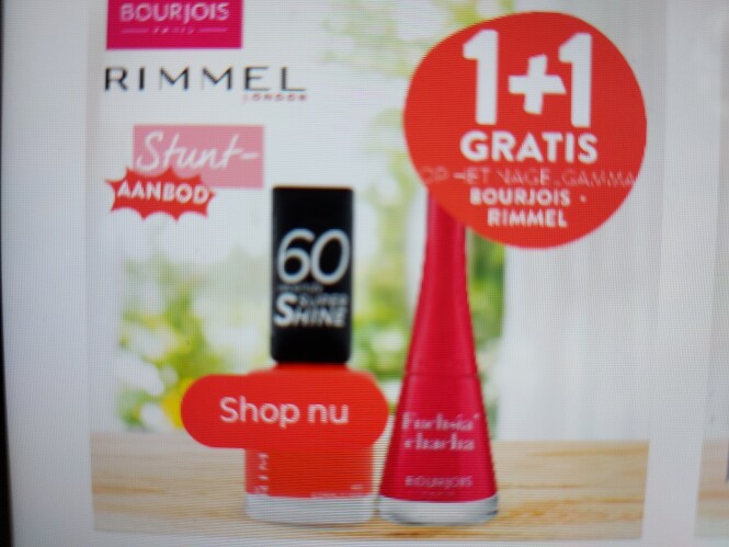 di.be 1+1 gratis op Bourjois rimmel