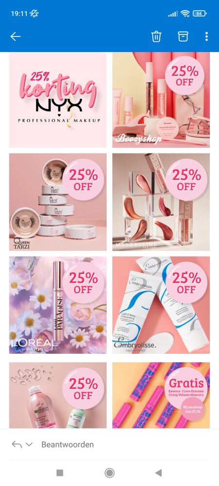 Bij boozyshop.be is er min 25% korting op Nyx...