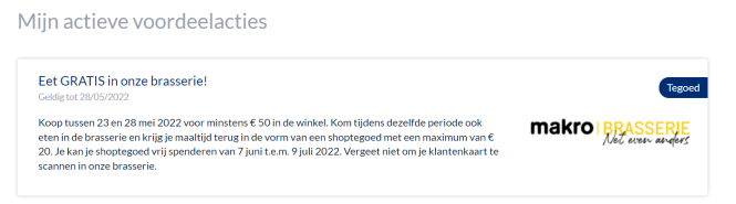 Diverse tegoed-acties bij Makro die je kan ac...