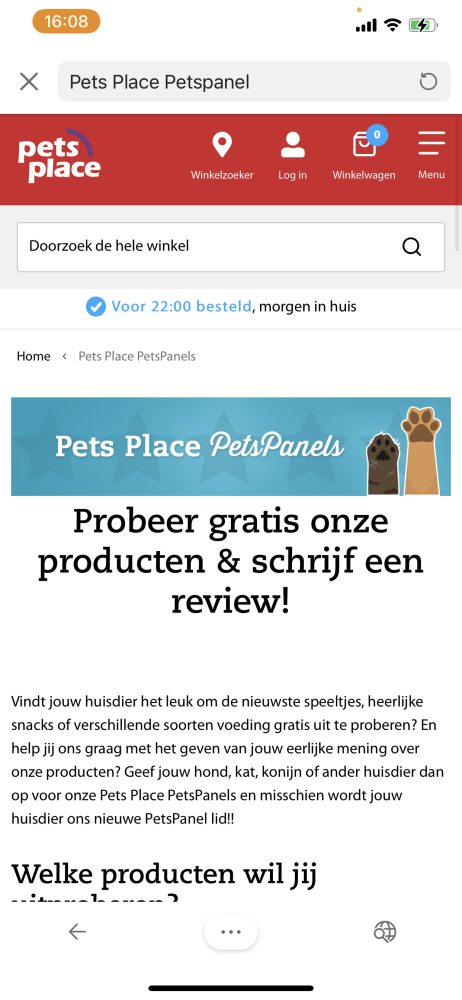 Op de website Petsplace.be: Ga naar petspanel...