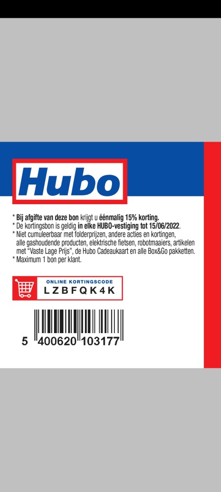 Bij afgifte van deze bon krijgt u éénmalig 15...