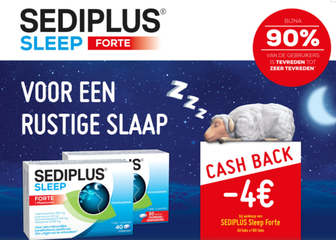 4€ cashback op Sediplus Sleep Forte tussen 01...